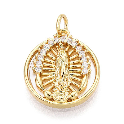 Brass Micro Pave Clear Cubic Zirconia Pendants KK-N268-73G-1