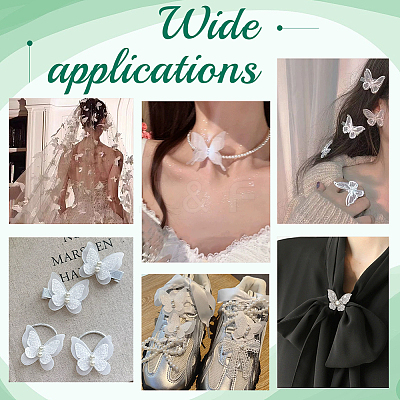 40Pcs 2 Styles Polyester Lace Butterfly Ornament Accessories FIND-NB0007-12-1