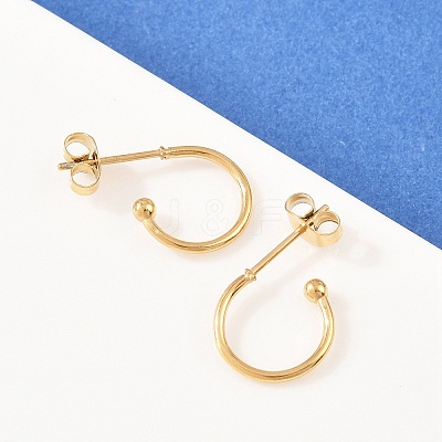C-Shaped 304 Stainless Steel Stud Earrings EJEW-Z154-01G-01-1