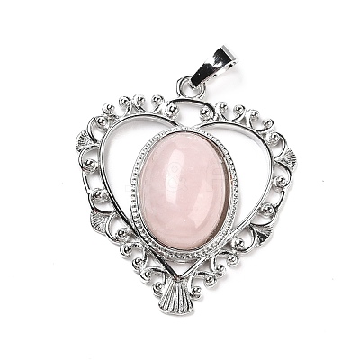 Natural Rose Quartz Pendants G-I322-04P-12-1