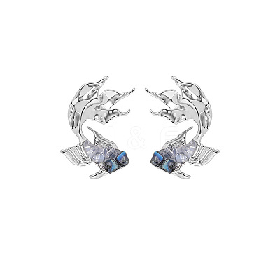 Fish Alloy Glass Stud Earrings FS-WG4D6D9-01-1