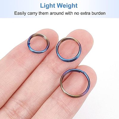 15Pcs 3 Styles Rainbow Color Titanium Alloy Split Rings FIND-OC0001-94-1