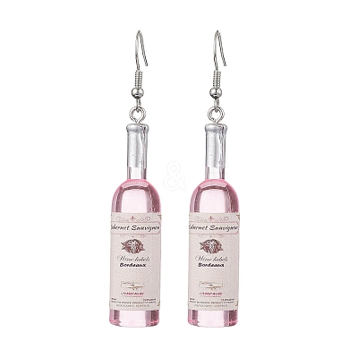 Wine Bottle Resin Dangle Earrings EJEW-JE05878-02-1