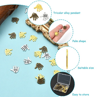 120Pcs 3 Colors Tibetan Style Alloy Charms TIBEP-YW0001-94-1