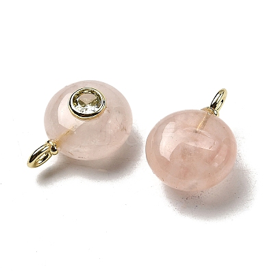 Natural Rose Quartz Flat Round Pendants G-H318-01G-A-03-1