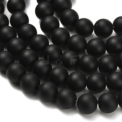 Natural Black Onyx(Dyed & Heated) Beads Strands X-G-Z024-01B-01-1