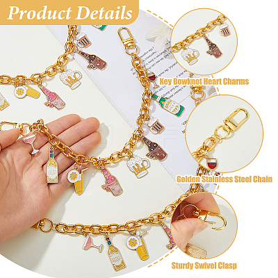 3Pcs Oktoberfest Alloy Enamel Bear Pendant Aluminum Bag Decorative Chains HJEW-HS00108-1