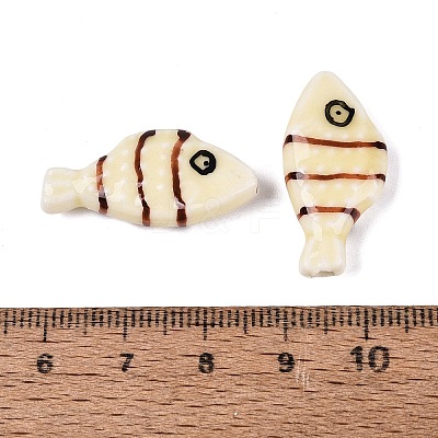 Hand Painted Fish Shaped Porcelain Beads PORC-N013-06I-1