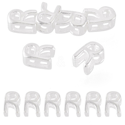6Pcs 925 Sterling Silver Hollow Initial Beads STER-TA0001-53R-1