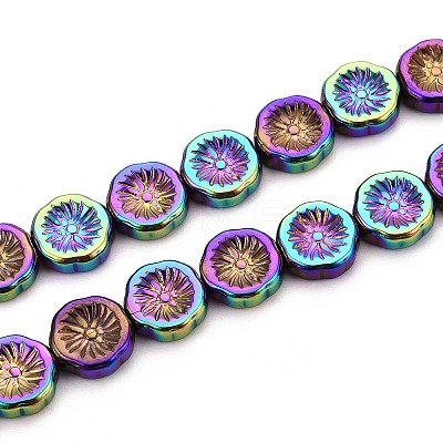 Half Electroplate Baking Paint Glass Beads Strands EGLA-K061-11A-AB08-1