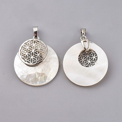 Natural White Shell Mother of Pearl Shell Pendants KK-F751-M-B05-1