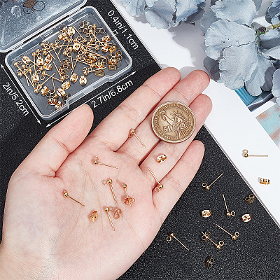 50Pcs 304 Stainless Steel Round Ball Post Stud Earring Findings STAS-BBC0004-78-1