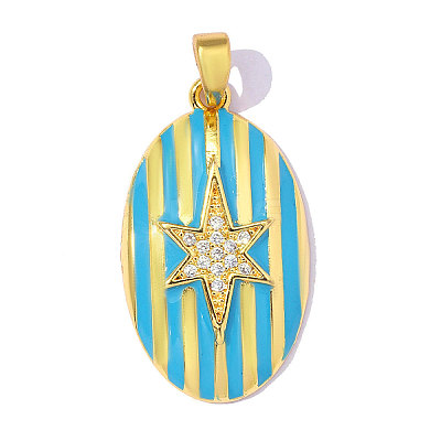 Brass Micro Pave Clear Cubic Zirconia Pendants CU-OY001-89G-1