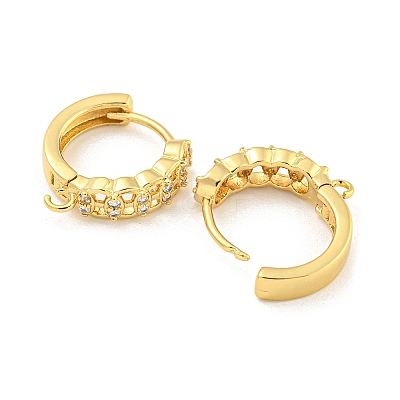 Rack Plating Brass Micro Pave Cubic Zirconia Hoop Earring Findings EJEW-C102-21B-G-1