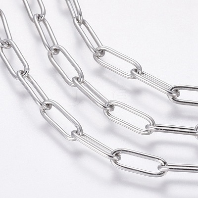 Tarnish Resistant 3.28 Feet Handmade 304 Stainless Steel Paperclip Chains X-STAS-F230-15P-1