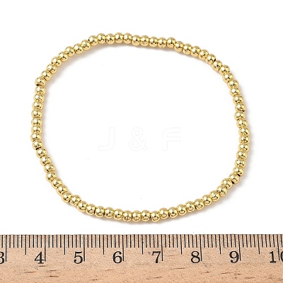 Brass Round Beaded Stretch Bracelets for Men Women BJEW-B148-05A-G-1