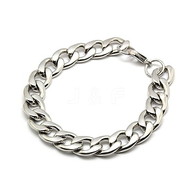 Tarnish Resistant 304 Stainless Steel Curb Chain/Twisted Chain Bracelets STAS-A028-B127P-1