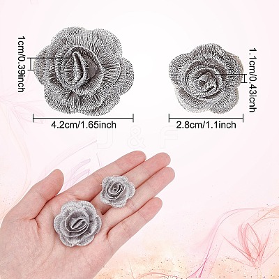 3D Rose Flower Polyester Computerized Embroidered Ornament Accessories DIY-NB0008-21B-1