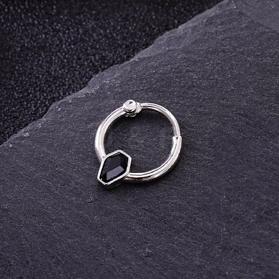 316L Stainless Steel Micro Pave Cubic Zirconia Hoop Nose Rings WG352E4-08-1