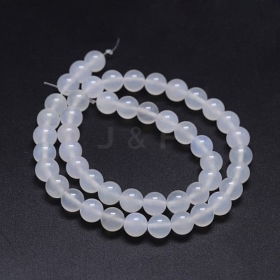 Grade A Natural White Agate Round Beads Strands X-G-F256-01-8mm-A-1