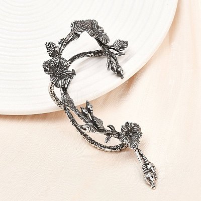 316 Surgical Stainless Flower Cuff Earrings EJEW-C160-05B-1