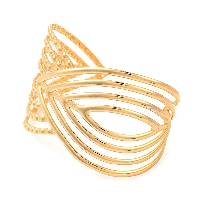 304 Stainless Steel Open Cuff Bangles for Women LS-BJEW-G711-01G-G-1