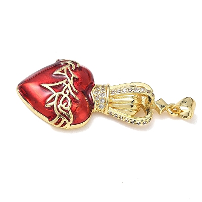 Brass Cubic Zirconia & Enamel Pendants KK-L253-24G-01-1