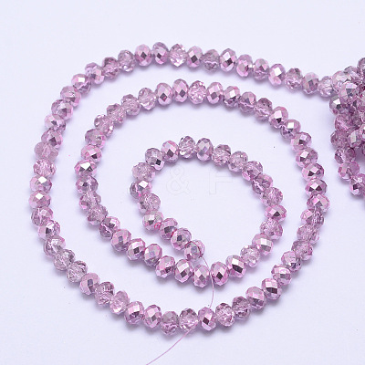 Faceted Rondelle Transparent Painted Glass Beads Strands X-DGLA-J001-C08-4mm-1