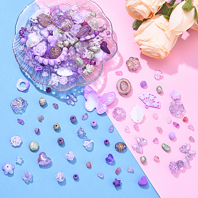 100G 10 Styles Transparent Acrylic Beads OACR-YW0002-65A-1
