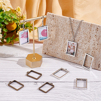 Rack Plating Alloy Photo Locket Pendants PALLOY-OC0001-59-1