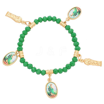 Alloy Virgin Mary Charm Bracelets WH-WG111B5-01-1