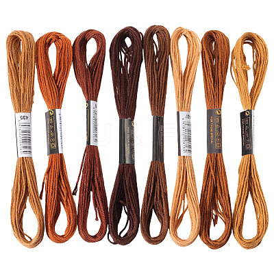 8 Skeins 8 Colors 6-Ply Polyester Embroidery Floss OCOR-CY0002-09A-1