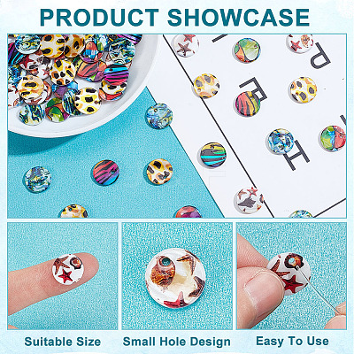 80Pcs 5 Styles Printed Freshwater Shell Charms SHEL-AR0001-11-1