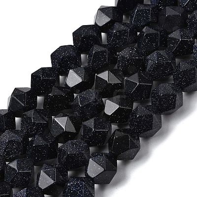 Synthetic Blue Goldstone Beads Strands G-Z119-A24-03-1