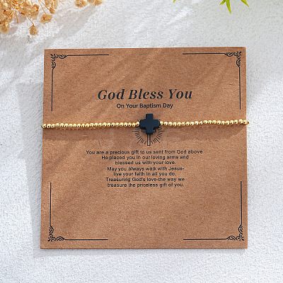 Brass Round Beads Stretch Bracelets VH4184-8-1