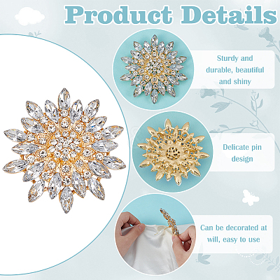 2Pcs Flower Alloy Brooches JEWB-FG0001-31B-1