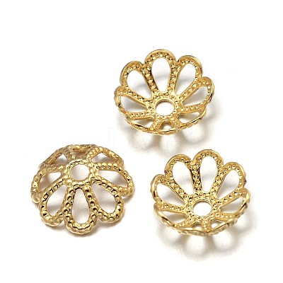 Multi-Petal Flower Brass Fancy Bead Caps KK-F0317-02-NR-1