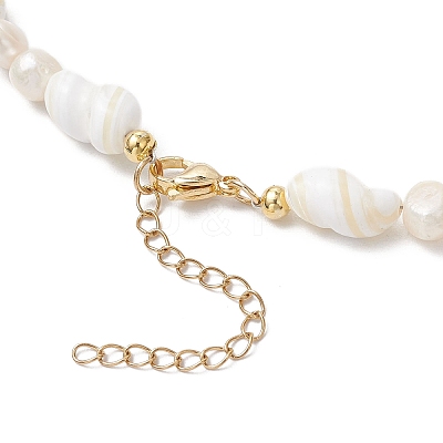 Natural Clam Shell Pendant Necklaces NJEW-JN05241-1
