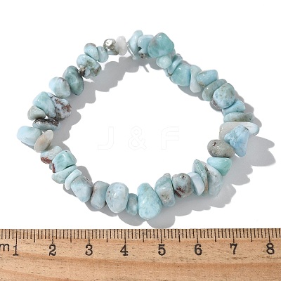 Natural Larimar Beaded Stretch Bracelets X-BJEW-JB02680-01-1