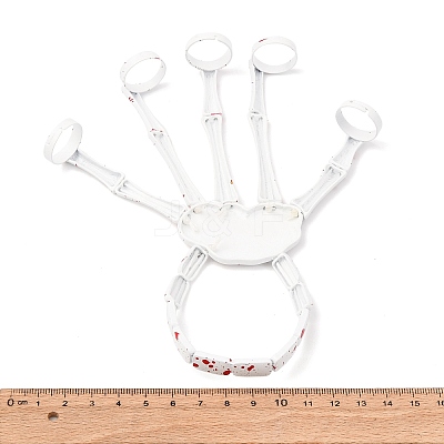 Halloween Spray Printed Alloy Finger Ring Stretch Bracelets LS-BJEW-P367-02-1