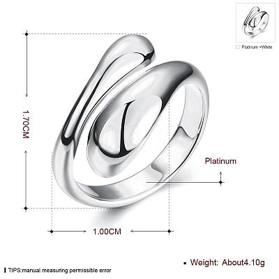 Real Platinum Plated Adjustable Brass Finger Rings for Women RJEW-BB07574-C-1