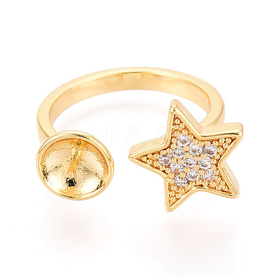 Star Brass Micro Pave Cubic Zirconia Cup Peg Ring Settings KK-N274-06G-1