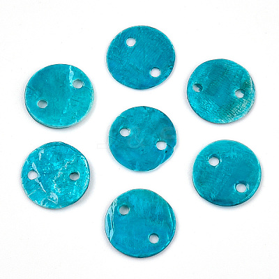 Spray Painted Natural Capiz Shell Connector Charms SSHEL-N039-03-1