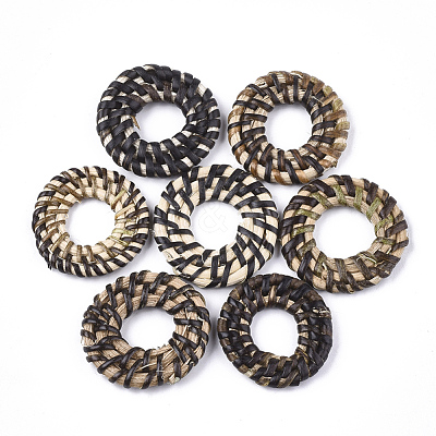 Handmade Reed Cane/Rattan Woven Linking Rings WOVE-T006-011A-1