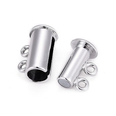 2-Strands 4-Holes Tube Brass Magnetic Slide Lock Clasps KK-D472-P-NF-1