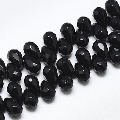 Natural Dyed & Heated Black Onyx Beads Strands G-S357-C02-11-1