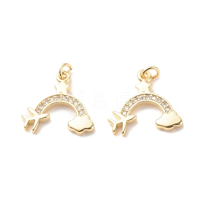 Brass Micro Pave Clear Cubic Zirconia Pendants ZIRC-P099-02G-1