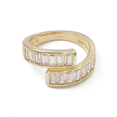Clear Cubic Zirconia Rectangle Open Cuff Ring LS-RJEW-G276-10G-1