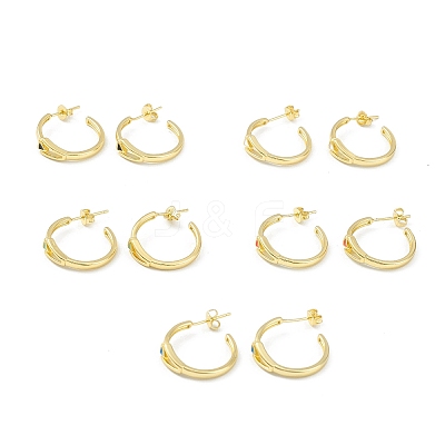 Enamel Triangle Stud Earrings EJEW-G347-03G-1