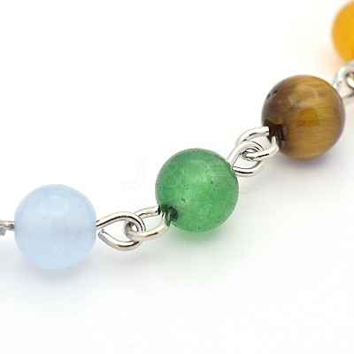 Trendy Gemstone Beaded Bracelets BJEW-F140-01-1